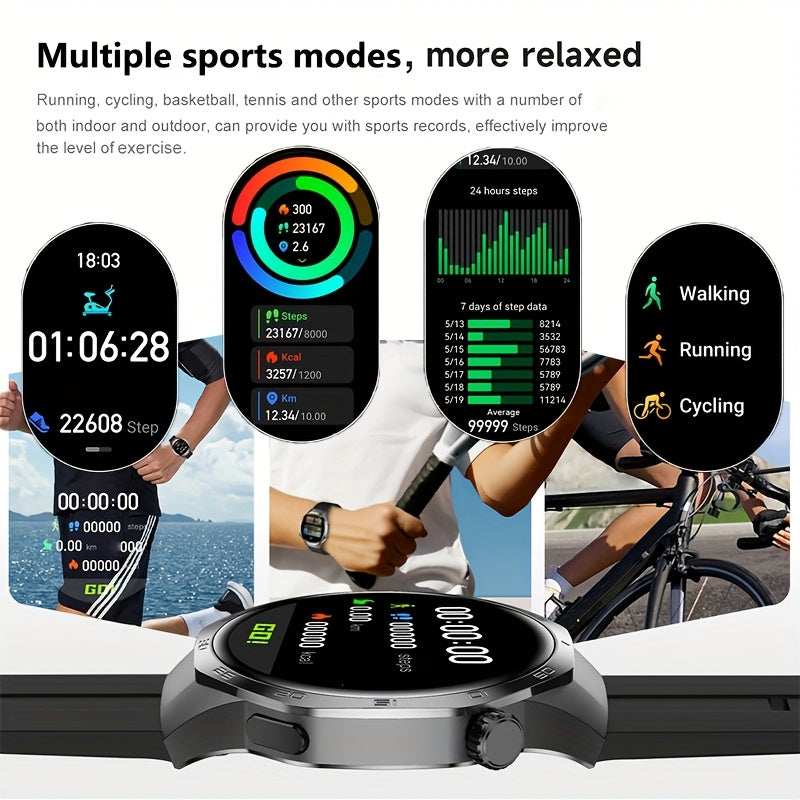 2025 New GPS Motion Trajectory Smart Watch for Men Watch 5 Max, 360*360 HD Screen AI Voice Wireless Call NFC Smartwatch, 100+ Sports Modes, Outdoor Sports Men'S Smart Watch, Compass Fitness Tracker Watch for Men New Year, Fat