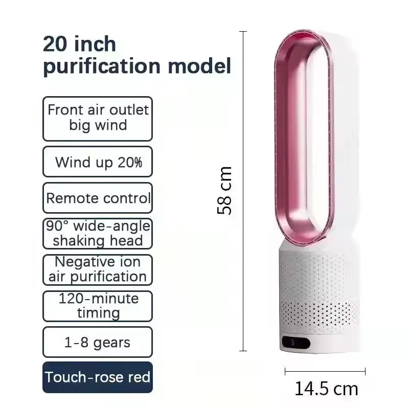 2026 Nouveau ventilateur tour sans pales avec purificateur d'air – Ventilateur ultra-silencieux sur pied et de table pour chambre, maison, bureau