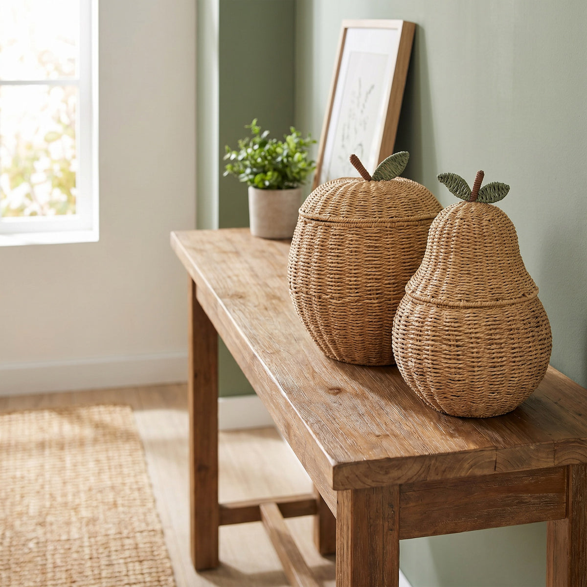 Groothandel handgemaakte gevlochten opbergmand, sneeuwpeer-stijl, opbergmand, bureau-opbergmand, decoratieve mand voor in huis