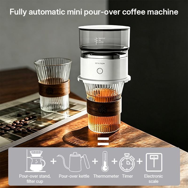 Mini elektrische koffiemolen & zetapparaat – Automatisch drip-koffiezetapparaat met roerbeker