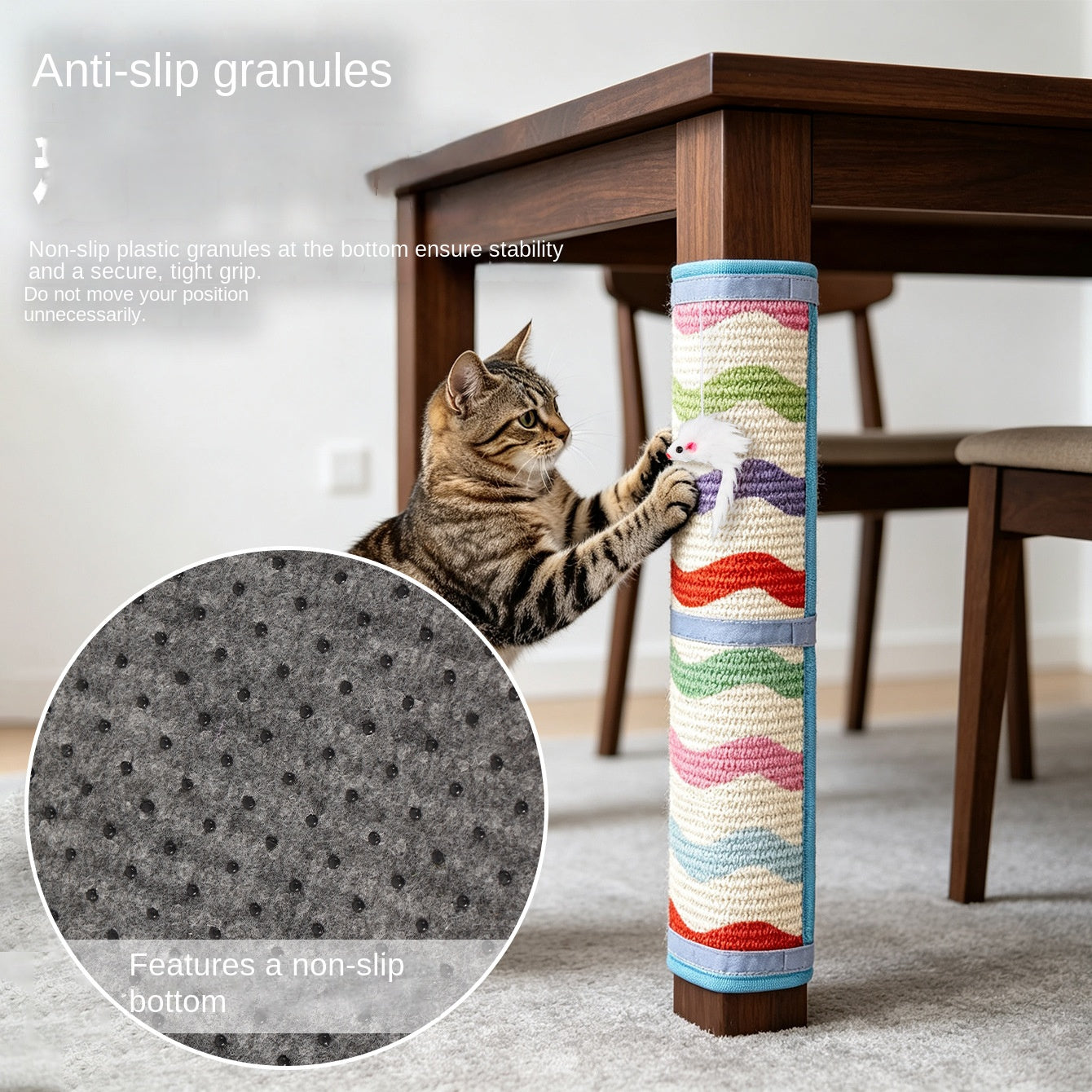 Artistic Jute Cat Scratcher Wall-Mounted Vertical Cat Scratch Pad Non-Shedding Cat Toy