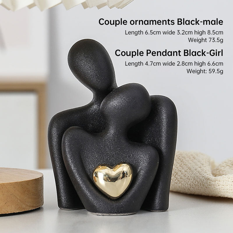 Ceramic Couple Figurine Newlywed Home Decor Desktop Shelf Ornament