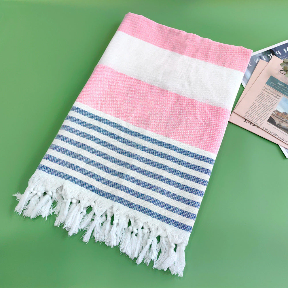 Serviette de plage turque rayée à franges, séchage rapide, grande taille, en coton, styles variés, vente en gros