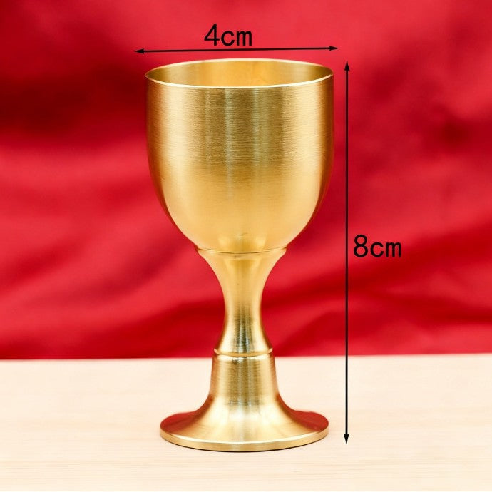 Ensemble de coupes à vin en cuivre - Grande, moyenne, petite - Coupe sur pied antique en laiton pur pour offrandes, Feng Shui, Dieu de la richesse, coupe à eau