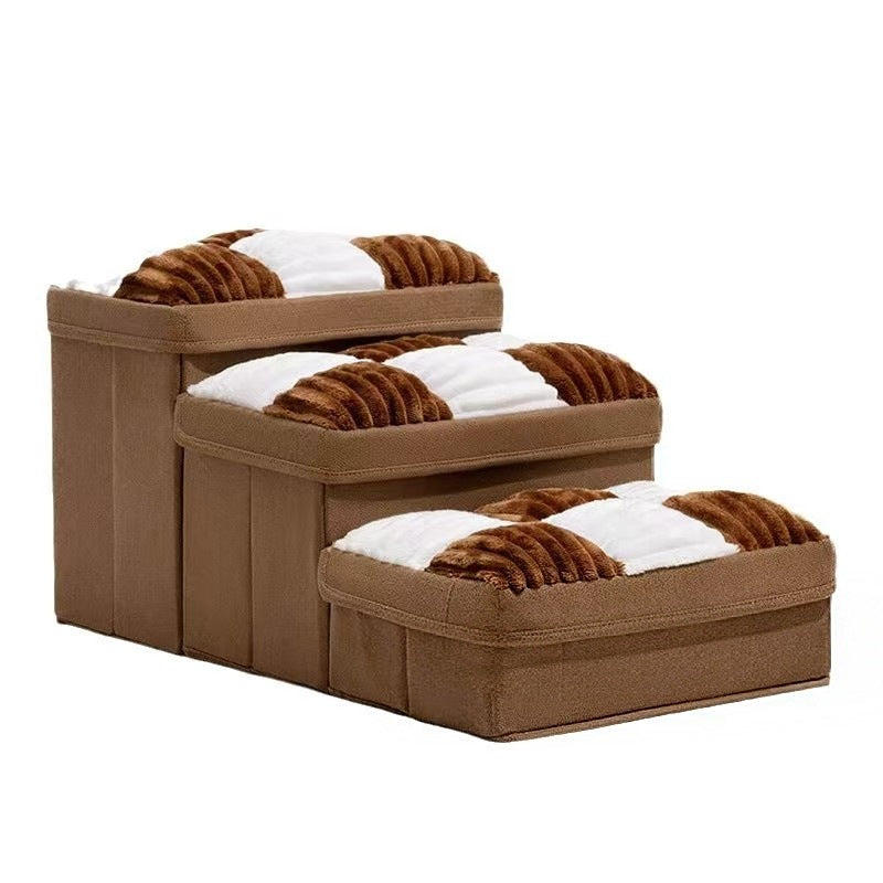 Premium Foldable Linen Pet Dog Staircase For Compact Home Use