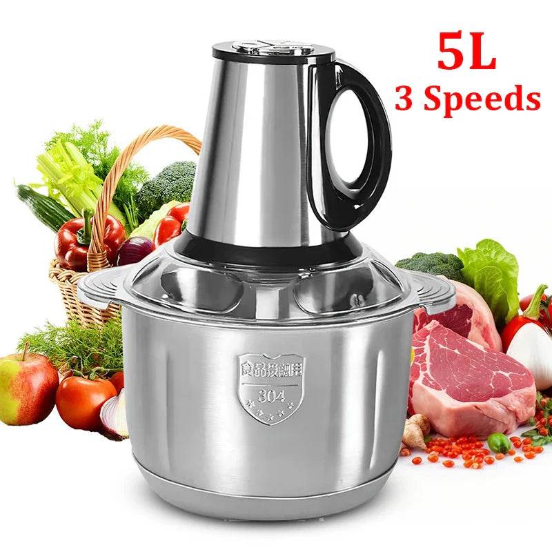 2L/5L Electric Meat Grinder Food Processor Chopper Stainless Steel Kitchen light Machine Chopper Slicer Machine Home Grinder - Quality Shopping Centre