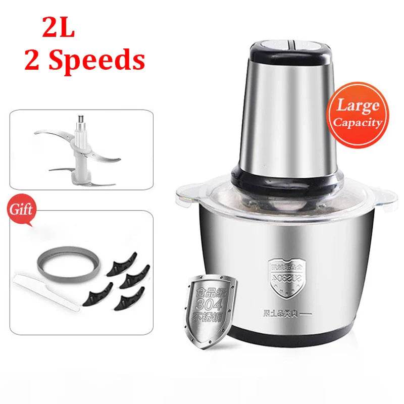 2L/5L Electric Meat Grinder Food Processor Chopper Stainless Steel Kitchen light Machine Chopper Slicer Machine Home Grinder - Quality Shopping Centre