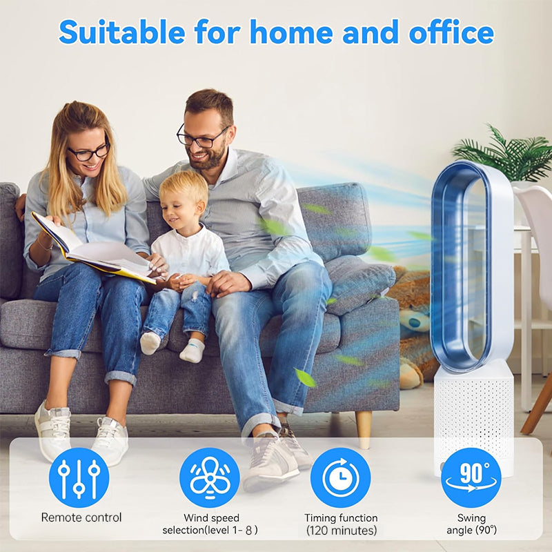 2026 Nouveau ventilateur tour sans pales avec purificateur d'air – Ventilateur ultra-silencieux sur pied et de table pour chambre, maison, bureau