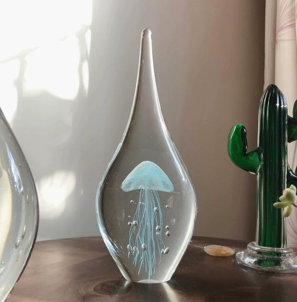 Lijiao glazen kristallen bol woondecoratie-item, lichtgevende kwal dier