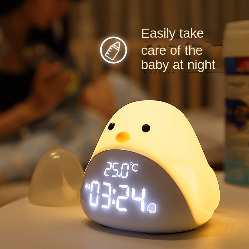 Time Bird LED-nachtlampje, cartoon stille elektronische klok voor studenten met USB-oplader voor slaapkamer en studentenkamer