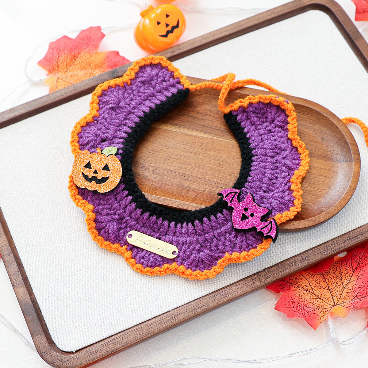 Halloween Pet Cat Dog Knit Scarf Funny Pumpkin Ghost Neckwear Bib