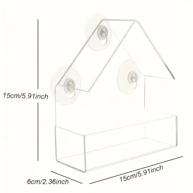 Kunteng Triangular Acrylic Window Bird Feeder With Suction Cup Small