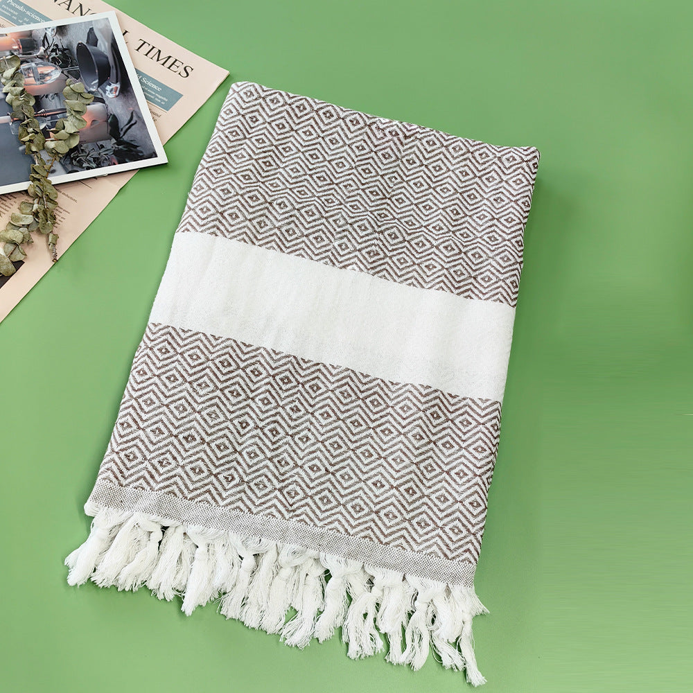 Serviette de plage turque rayée à franges, séchage rapide, grande taille, en coton, styles variés, vente en gros