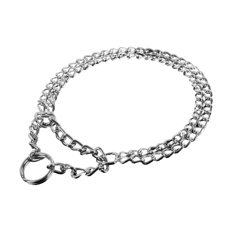 Silver Double Row Telescopic Chain Dog Training Collar