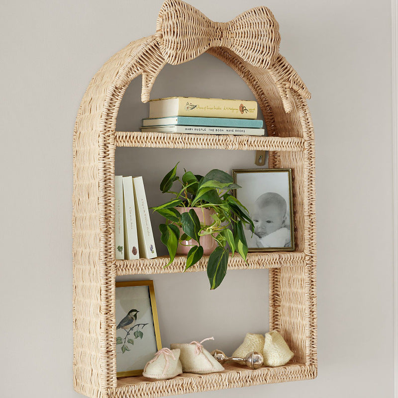 Panier de rangement tressé en forme de papillon, décoration murale, étagère, ornement suspendu pratique pour chambre d'enfant et maison d'amis, décoration tressée