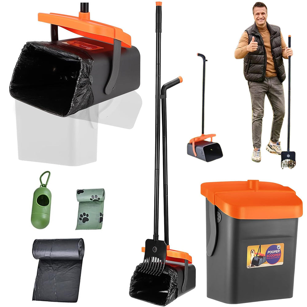 Lightweight Portable Dog Poop Picker with Trash Can Rake & Waste Holder - Heavy-Duty Waste Scooper for Easy Cleanup on Lawn, Grass, Dirt & Gravel - Quality Shopping Centre