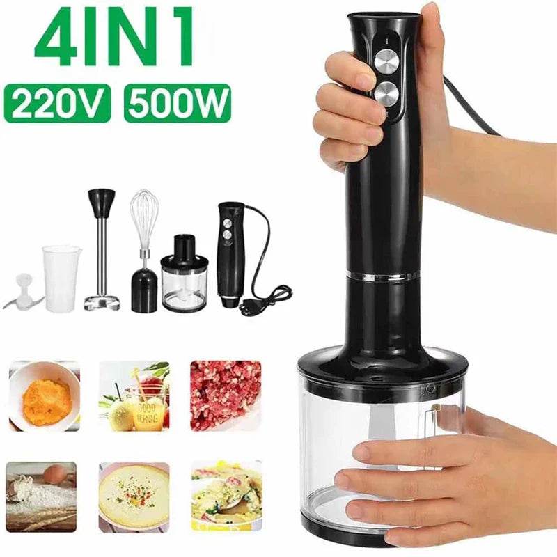 4 in 1 Electric Blender 500W Immersion Hand bag boxer Stainless Steel Ice Blades vegtable Meat Grinder mg Whisk Blender - Quality Shopping Centre
