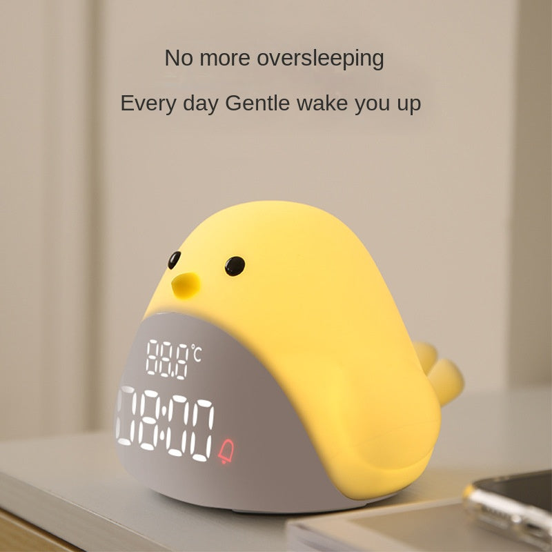 Time Bird LED-nachtlampje, cartoon stille elektronische klok voor studenten met USB-oplader voor slaapkamer en studentenkamer