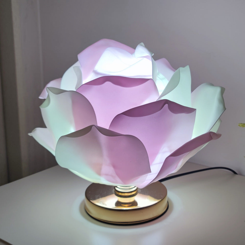 Creatieve grote rozenbloemlamp lotuslamp voor meisjeskamer, romantische sfeer huwelijksdecoratie bedlampje
