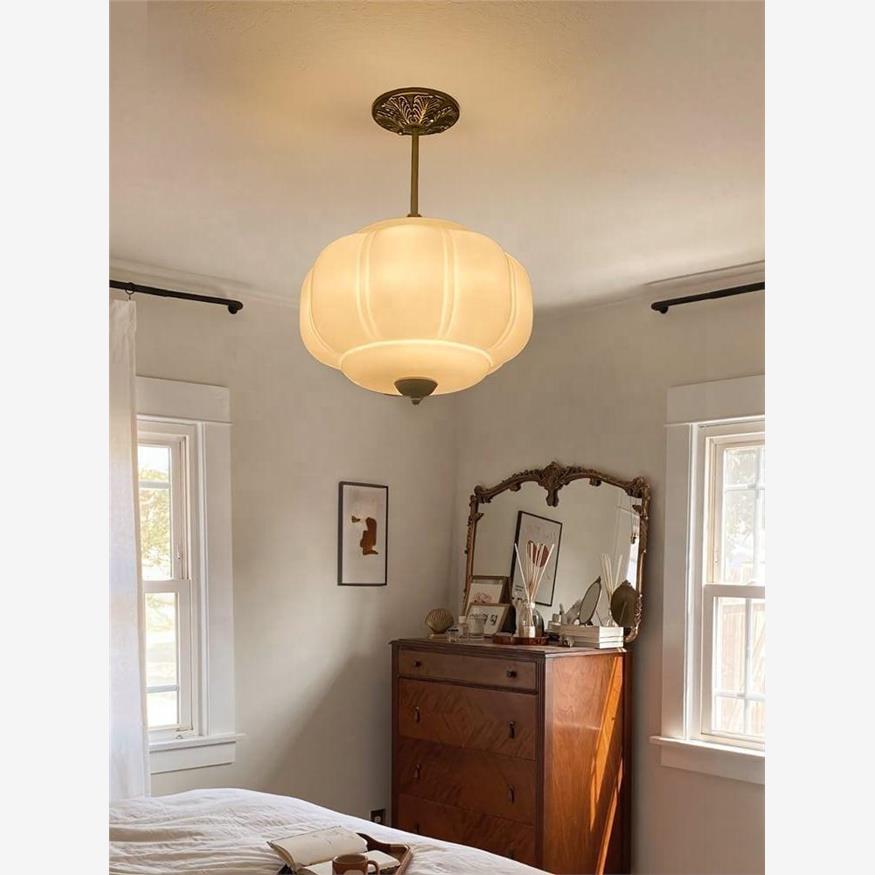 D38*H40CM Hanglamp met pompoen-glasontwerp voor slaapkamer, woonkamer, hal en entree