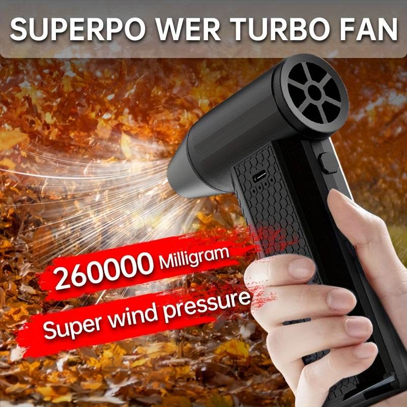 Portable Air Compressor Turbine Fan - Handheld Dust and Snow Remover, BBQ Charcoal Starter, Compact and Rechargeable, Suitable for Keyboards, Electronics, Car Interior, and Outdoor Use, Portable Turbine Fan - Quality Shopping Centre
