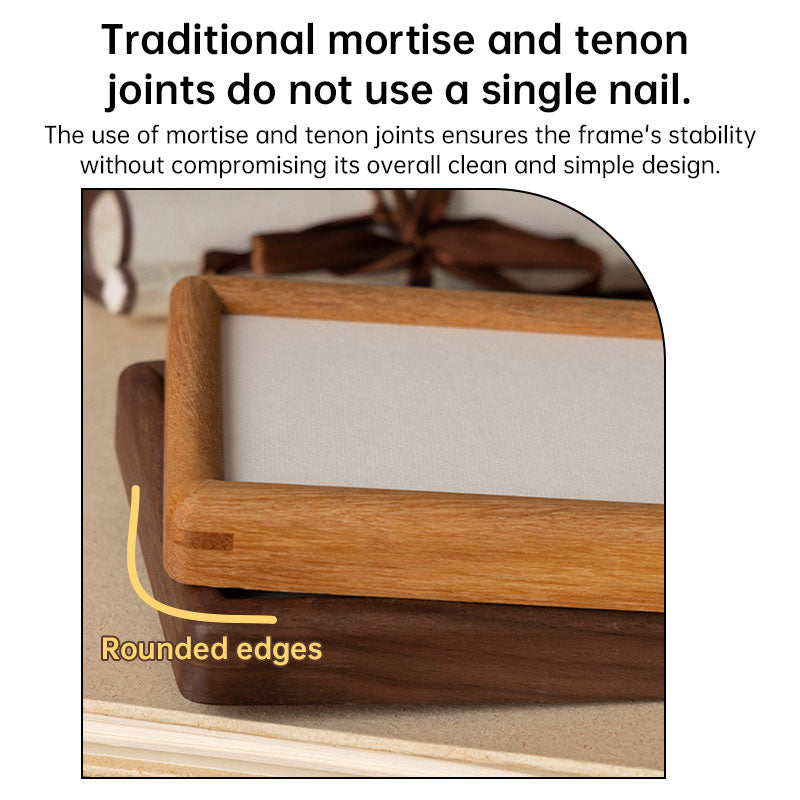 Solid Wood Desk Photo Frame - Black Walnut & Teak Finish, Rectangular Tabletop Picture Frame for Home Office Decor