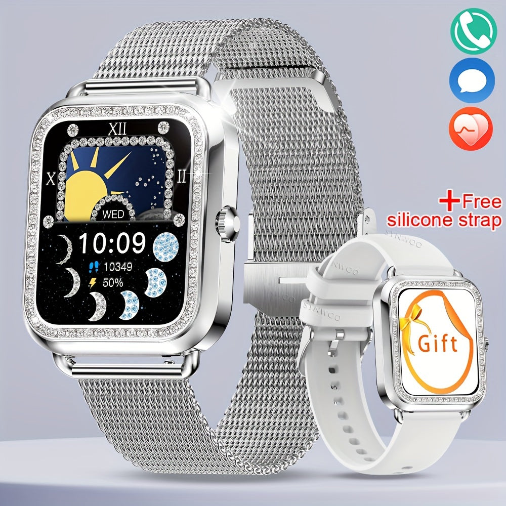 Luxury Stainless Steel Smart Watch For Women 200+ Free Watch Faces Multiple Sports Modes Activity Sleep Monitor Pedometer Lady Smartwatch For Ios Android, Best Gifts For Girlfriend, Mother, Wife, Sister