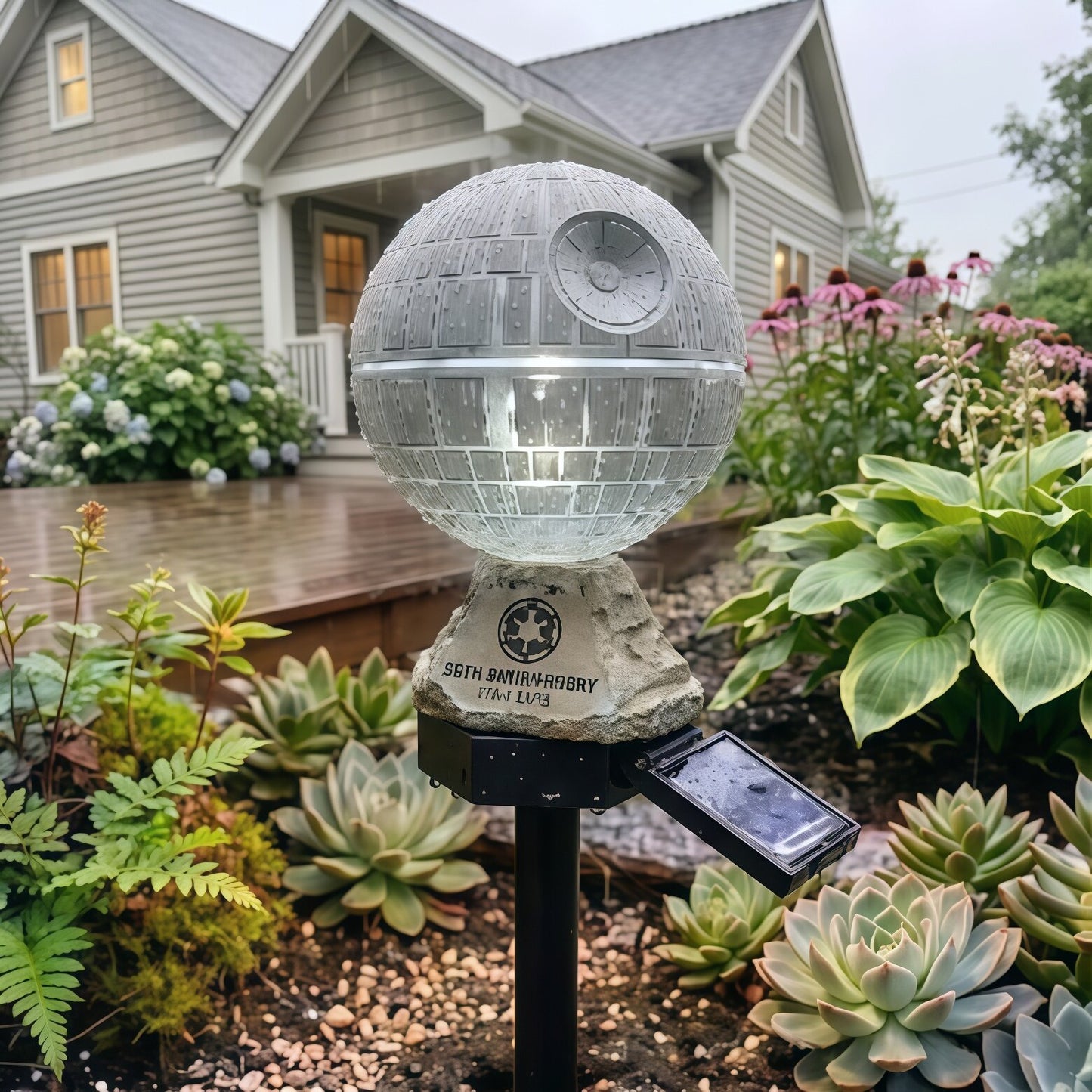 Spaceship gorilla resin solar panel funny outdoor courtyard garden resin lamp decoration