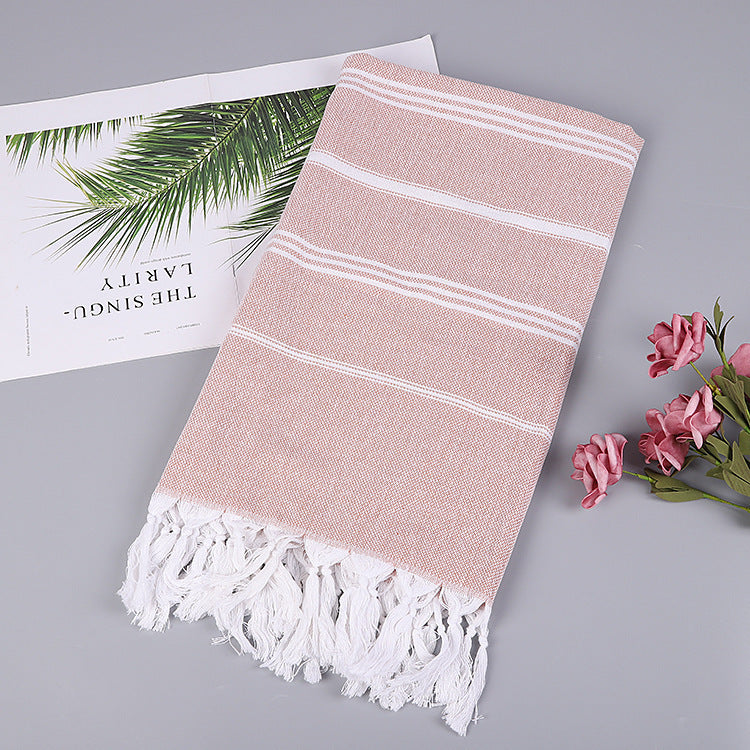 Serviette de plage turque rayée à franges, séchage rapide, grande taille, en coton, styles variés, vente en gros