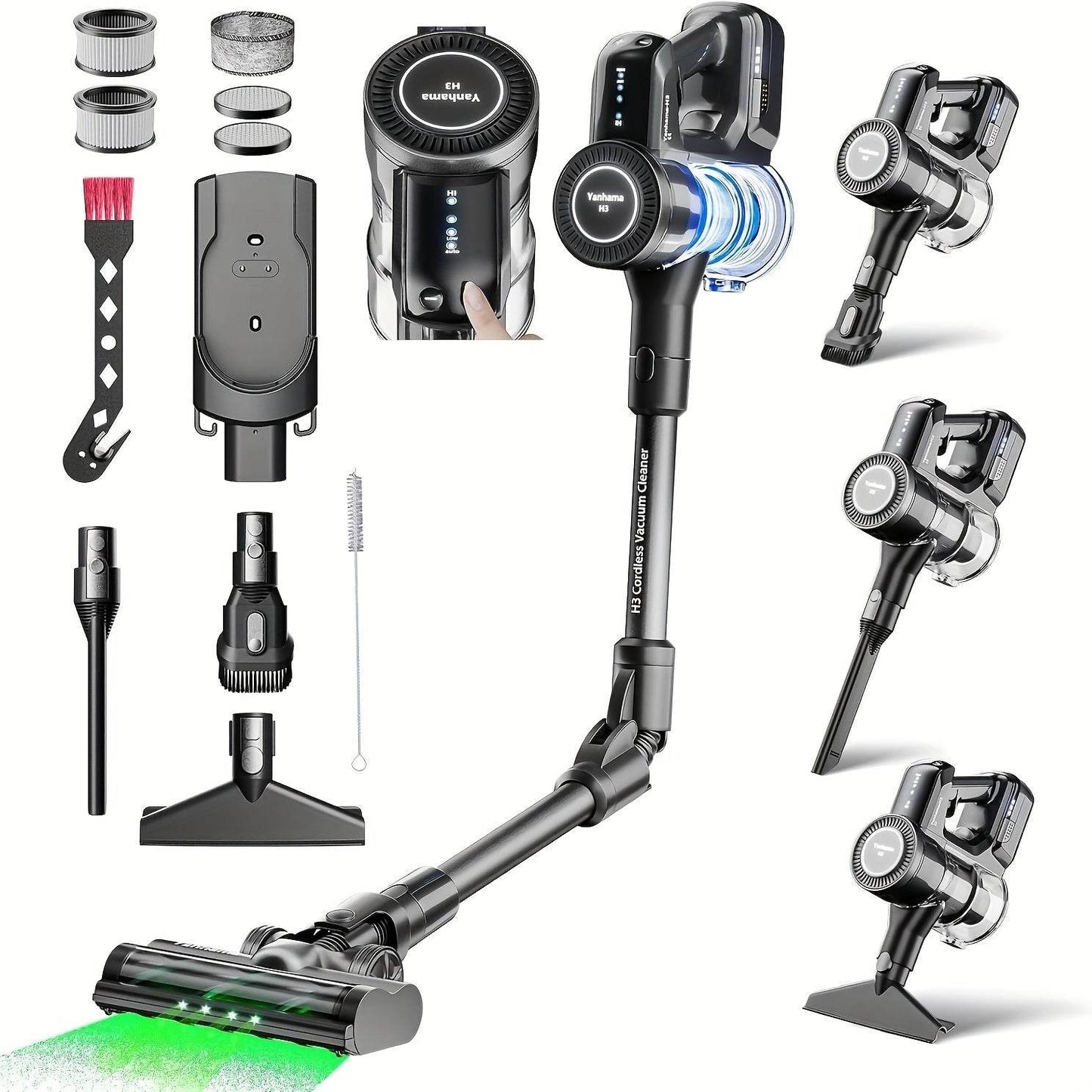 550W High Performance Cordless Vacuum Cleaner, 45000Pa, 7 Filtration, 4 Suction Modes, 1.6L Stick Vacuum Cleaner, 60 Minutes Extra Long Run Time, Suitable For Hard Floors/Carpets/Pet Hair [Energy Class A+++] - Quality Shopping Centre