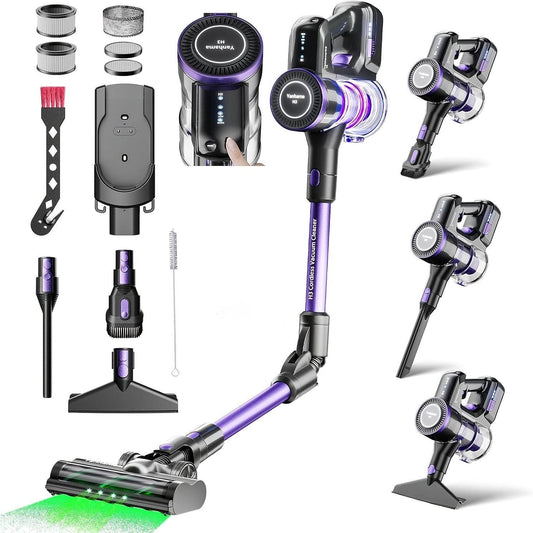 550W High Performance Cordless Vacuum Cleaner, 45000Pa, 7 Filtration, 4 Suction Modes, 1.6L Stick Vacuum Cleaner, 60 Minutes Extra Long Run Time, Suitable For Hard Floors/Carpets/Pet Hair [Energy Class A+++] - Quality Shopping Centre