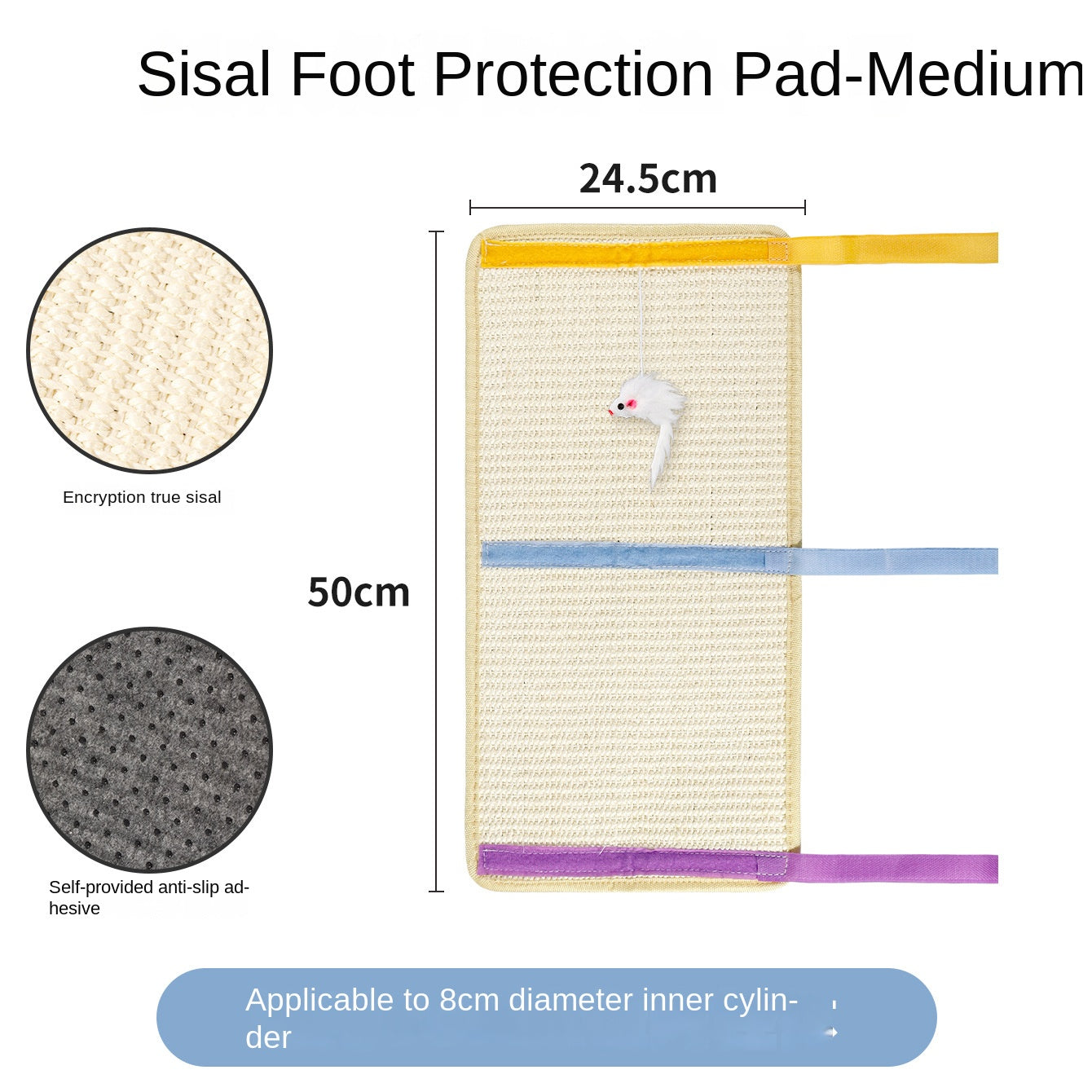 Artistic Jute Cat Scratcher Wall-Mounted Vertical Cat Scratch Pad Non-Shedding Cat Toy