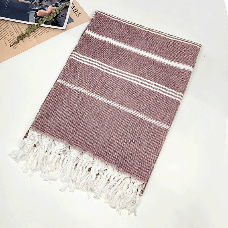 Serviette de plage turque rayée à franges, séchage rapide, grande taille, en coton, styles variés, vente en gros