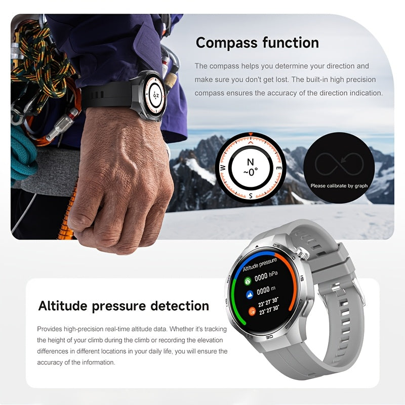 2025 New GPS Motion Trajectory Smart Watch for Men Watch 5 Max, 360*360 HD Screen AI Voice Wireless Call NFC Smartwatch, 100+ Sports Modes, Outdoor Sports Men'S Smart Watch, Compass Fitness Tracker Watch for Men New Year, Fat