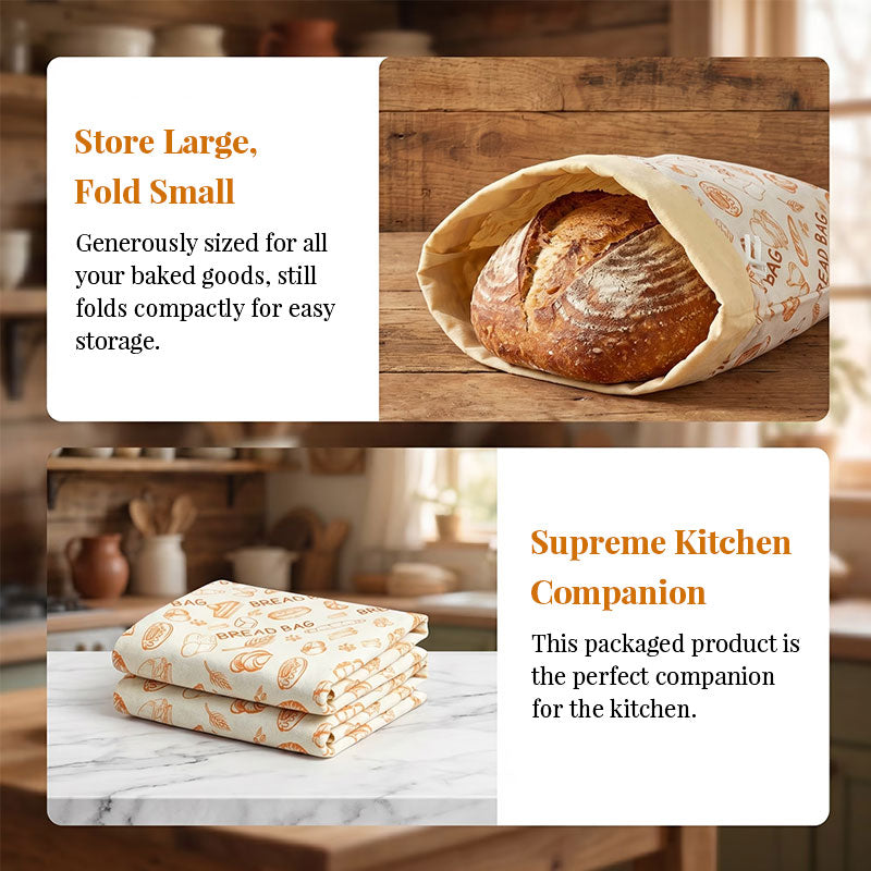 Reusable Beeswax Bread Bags – Natural Beeswax-Lined Cotton Bags for Freezer & Fridge Storage