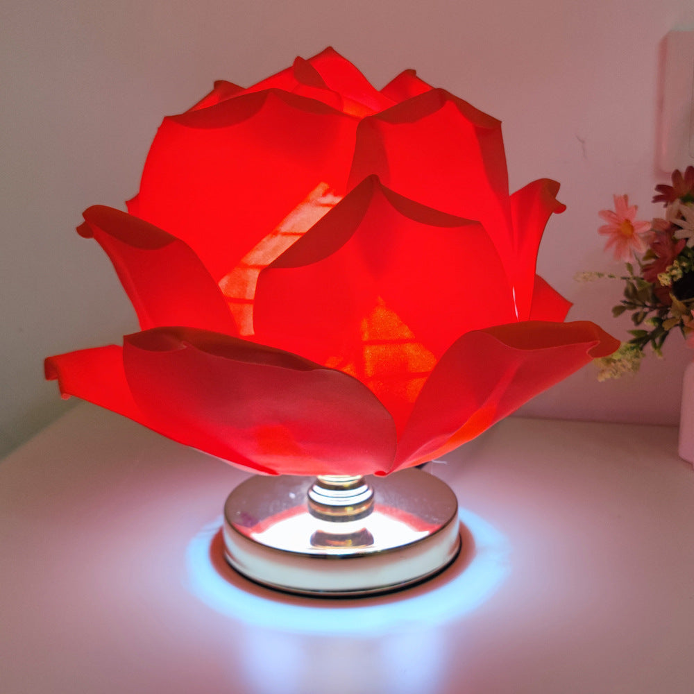 Creatieve grote rozenbloemlamp lotuslamp voor meisjeskamer, romantische sfeer huwelijksdecoratie bedlampje