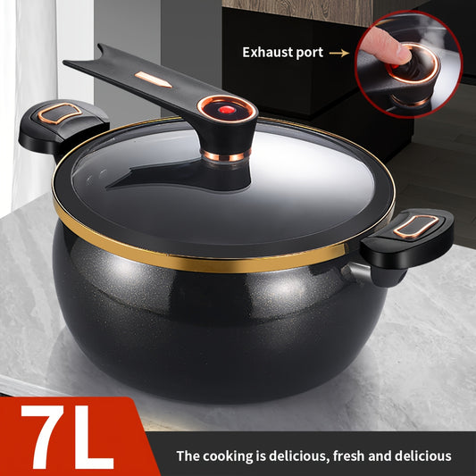 1pc Fat and Chubby Multifunctional Soup Pot for Home Use, 7L Large Capacity, 26cm, Non-stick Pot, Suitable for Induction Cooker and Gas