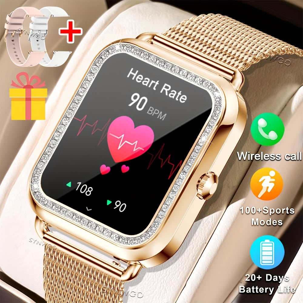 Luxury Stainless Steel Smart Watch For Women 200+ Free Watch Faces Multiple Sports Modes Activity Sleep Monitor Pedometer Lady Smartwatch For Ios Android, Best Gifts For Girlfriend, Mother, Wife, Sister