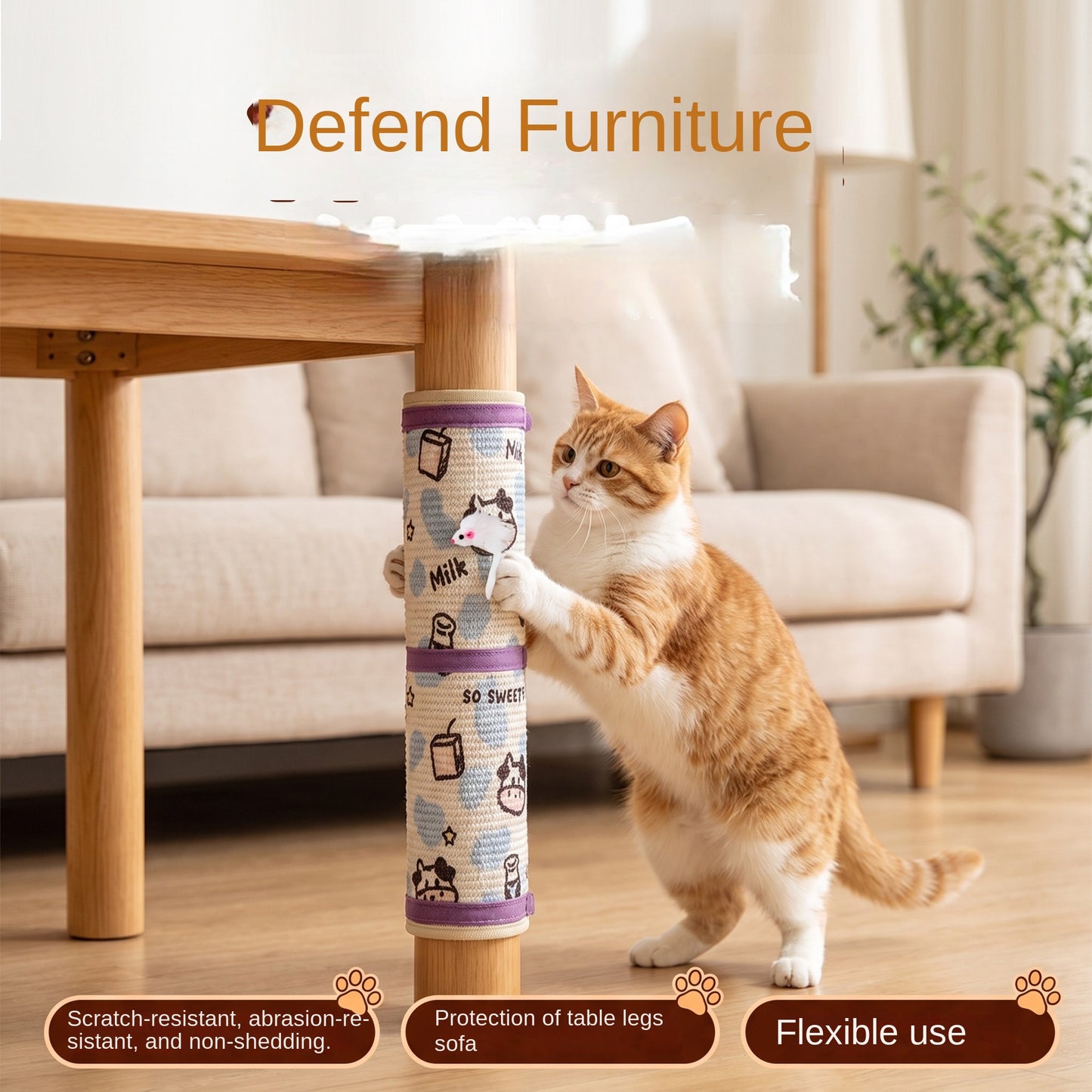 Artistic Jute Cat Scratcher Wall-Mounted Vertical Cat Scratch Pad Non-Shedding Cat Toy
