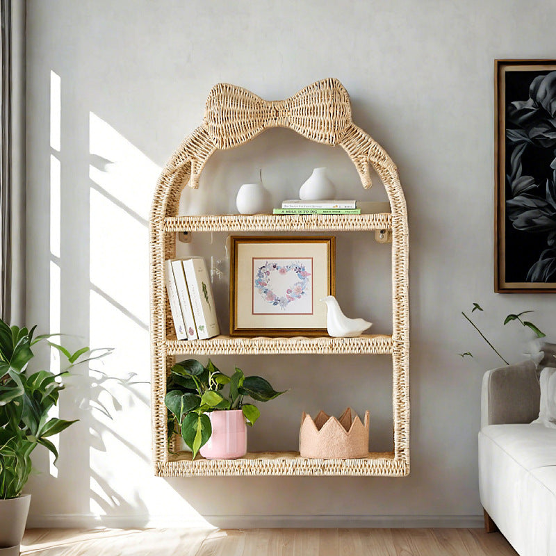 Panier de rangement tressé en forme de papillon, décoration murale, étagère, ornement suspendu pratique pour chambre d'enfant et maison d'amis, décoration tressée