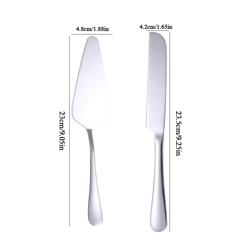 Couteau à gâteau, spatule et fourchette en acier inoxydable personnalisés