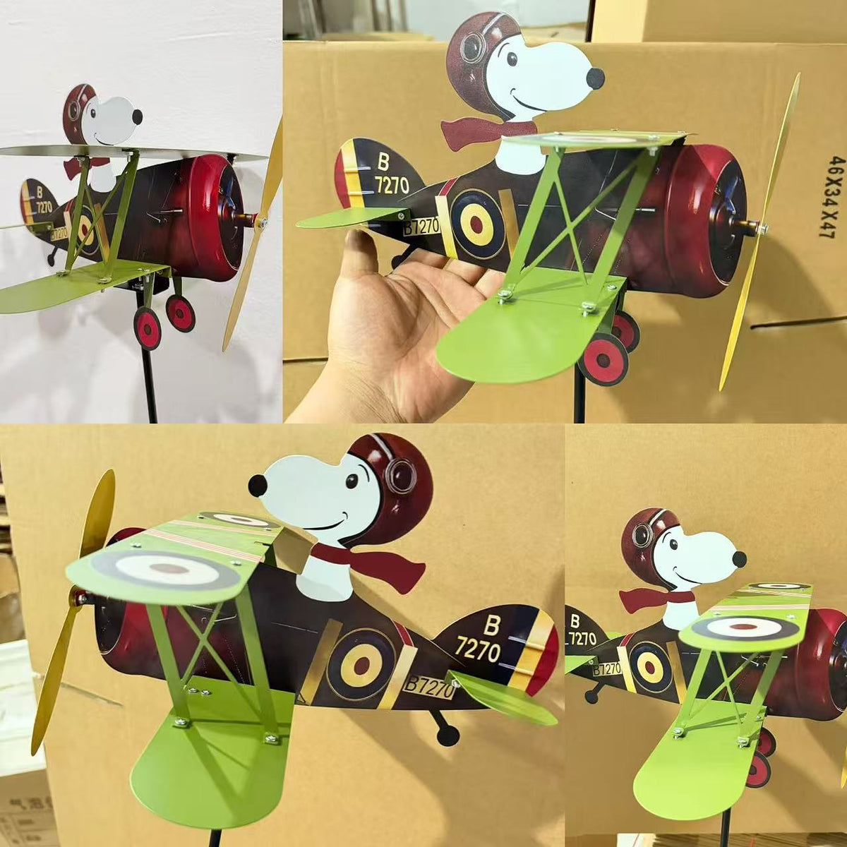 Metalen windmolen Pilot Snoopy voor in de tuin, tuindecoratie voor buiten