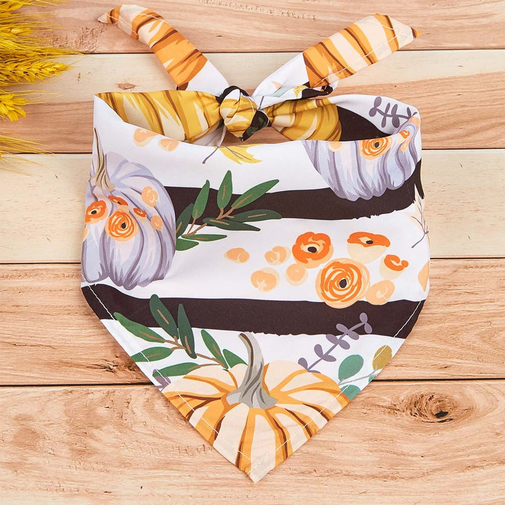 New Fashion Twill Thanksgiving Dog Scarf Triangle Pet Dog Polyester Bandana