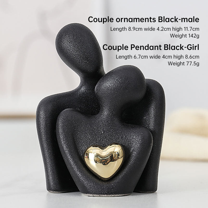 Ceramic Couple Figurine Newlywed Home Decor Desktop Shelf Ornament
