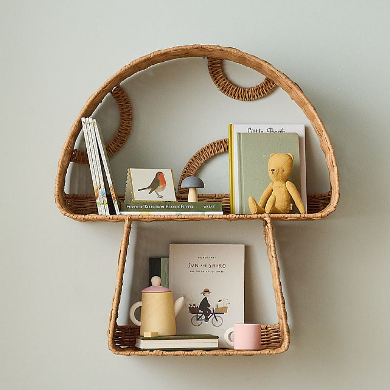 Natuurlijke gevlochten planten-wijnstok paddenstoel wandplank voor hotel, pension en showroom decoratieve zwevende wandhouder