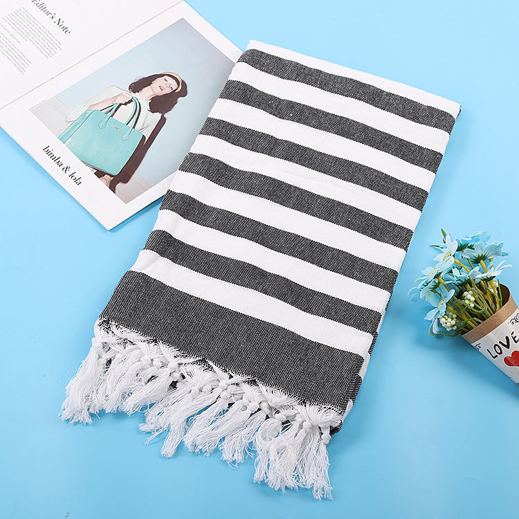 Serviette de plage turque rayée à franges, séchage rapide, grande taille, en coton, styles variés, vente en gros
