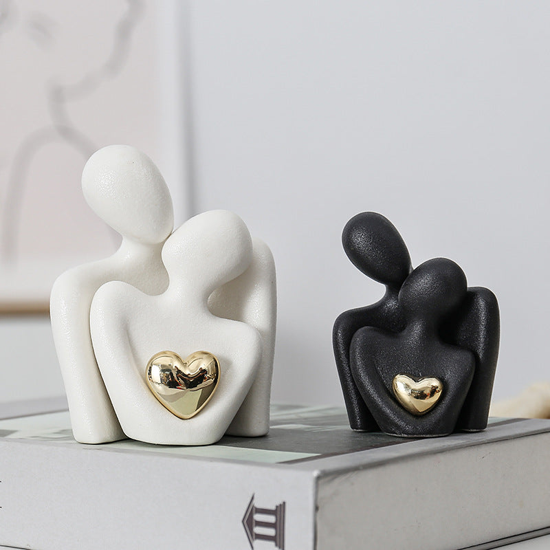 Ceramic Couple Figurine Newlywed Home Decor Desktop Shelf Ornament