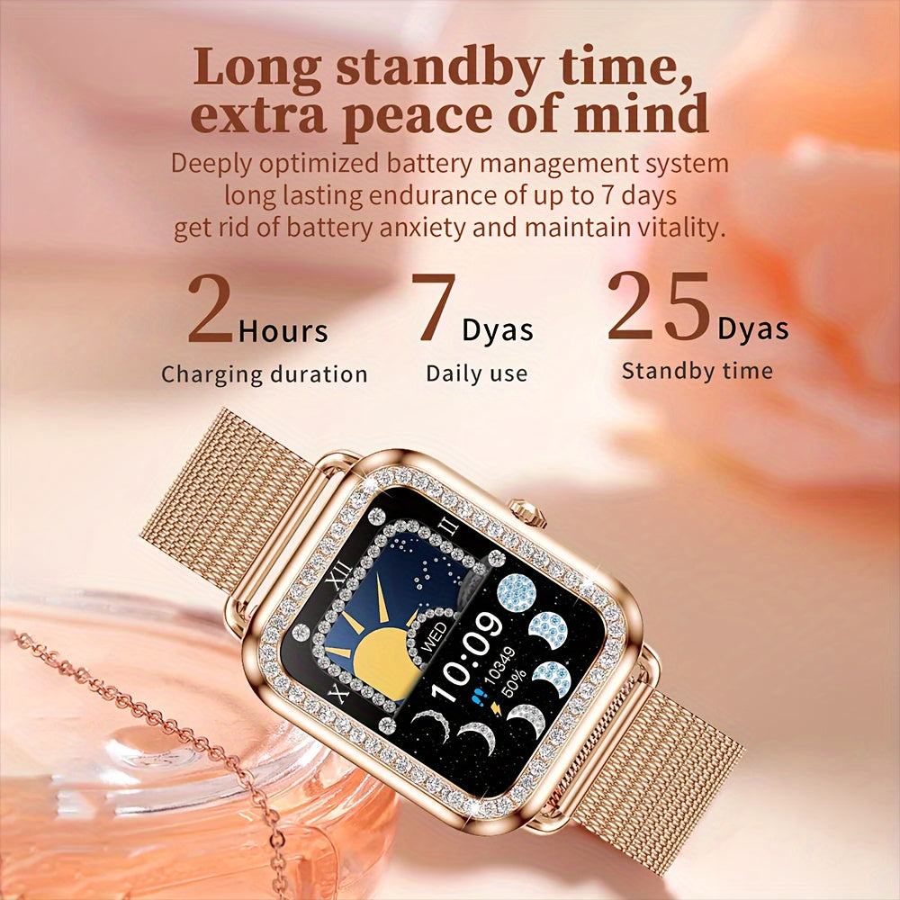 Luxury Stainless Steel Smart Watch For Women 200+ Free Watch Faces Multiple Sports Modes Activity Sleep Monitor Pedometer Lady Smartwatch For Ios Android, Best Gifts For Girlfriend, Mother, Wife, Sister