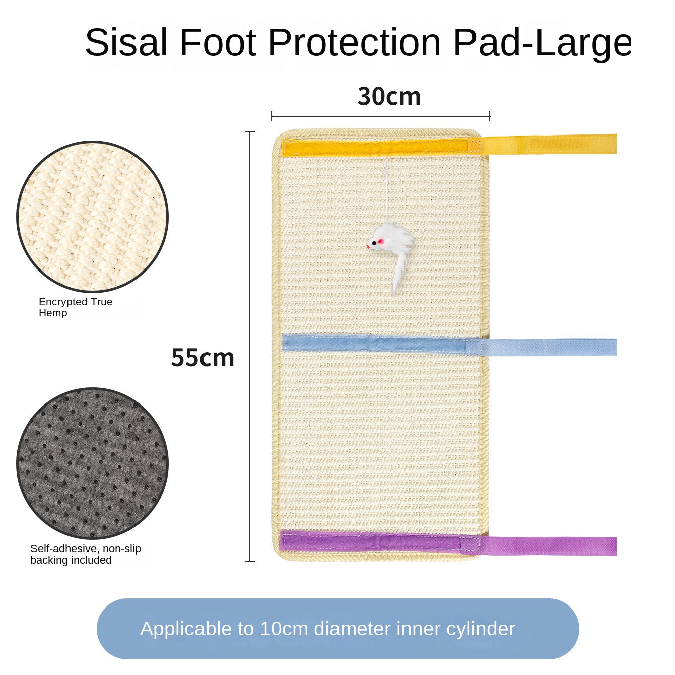 Artistic Jute Cat Scratcher Wall-Mounted Vertical Cat Scratch Pad Non-Shedding Cat Toy