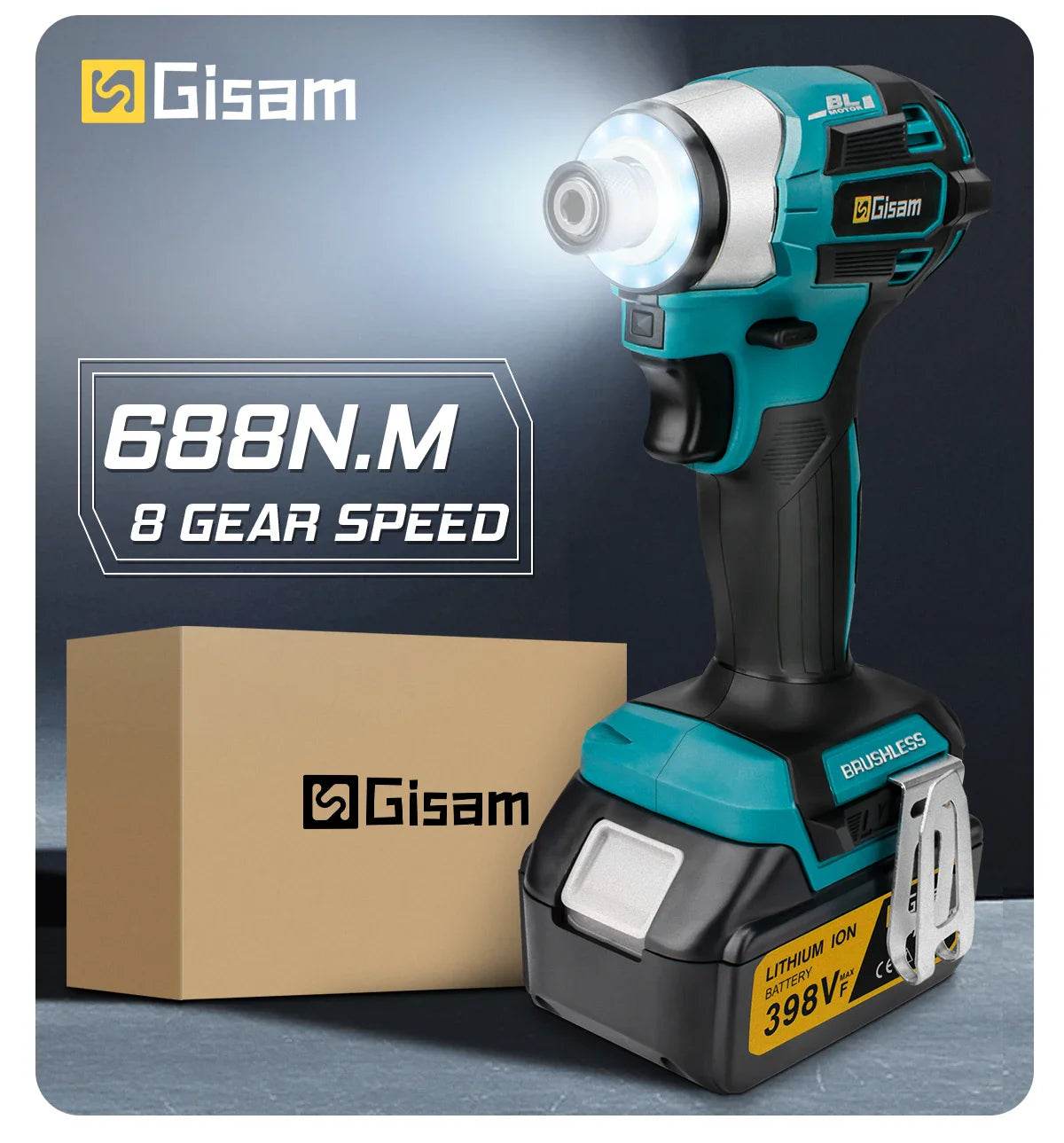 688N.m 8-Speed 1/4'' Brushless Electric Screwdriver Cordless Screwdriver Electric Drill Impact Driver Kit for Makita 18V Battery - Quality Shopping Centre